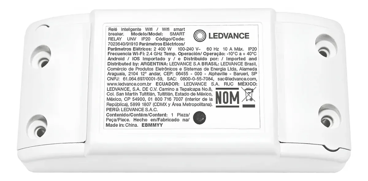 Relé Inteligente Wi-Fi Ledvance Bivolt para Automação Residencial