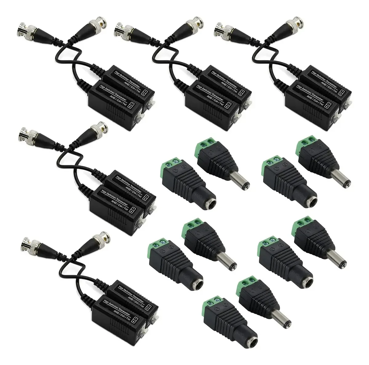 Conectores Balun Steren, conectores de corrente de 10 pares pretos (com terminais verdes)