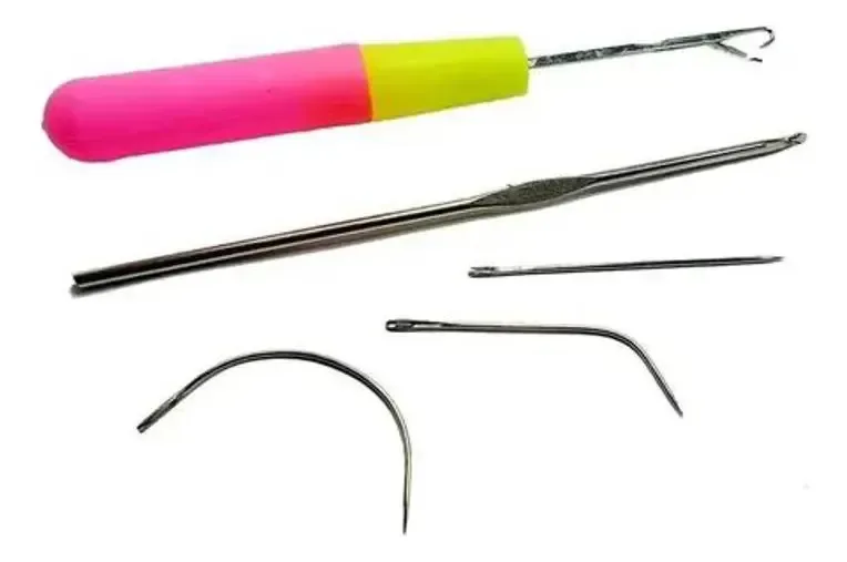 Conjunto 5 Agulhas Colocação Cabelos Trança Braids Crochê