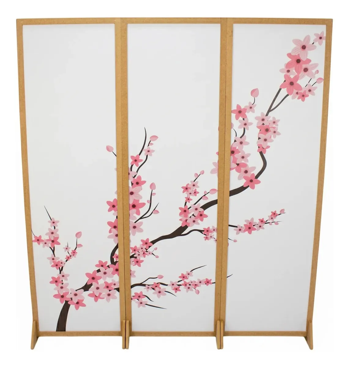 3 Biombo Divisor Oriental Divisória Com Pé Ambiente Cc Oriental Natural