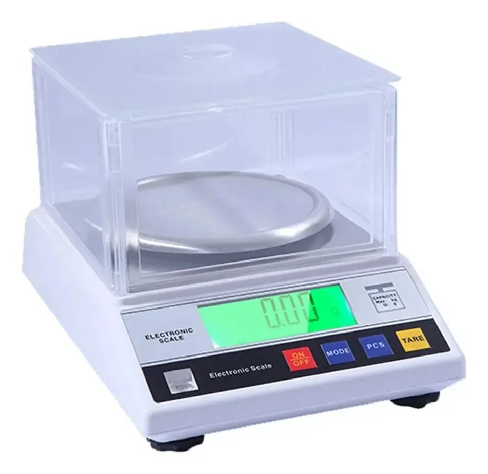 Balança de laboratório de precisão Cqing, balança analítica eletrônica de 0,01 g, balança de laboratório digital com pára-brisa, duas fontes de alimentação, 13 unidades