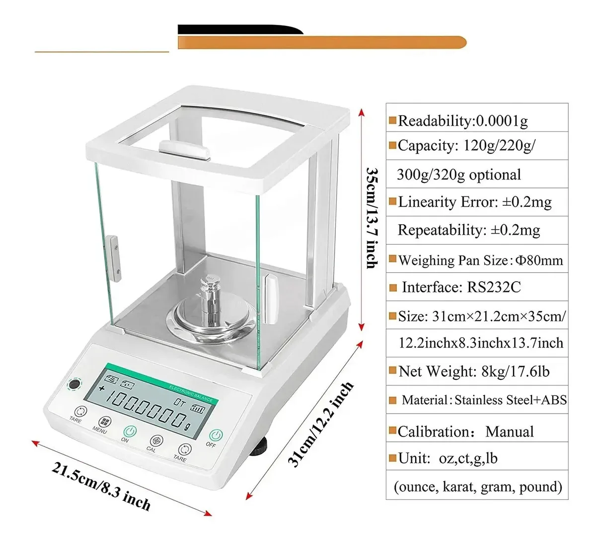 Tela LCD Cqing com escala de laboratório de precisão de pára-brisa, escala eletrônica digital de 0.0001g