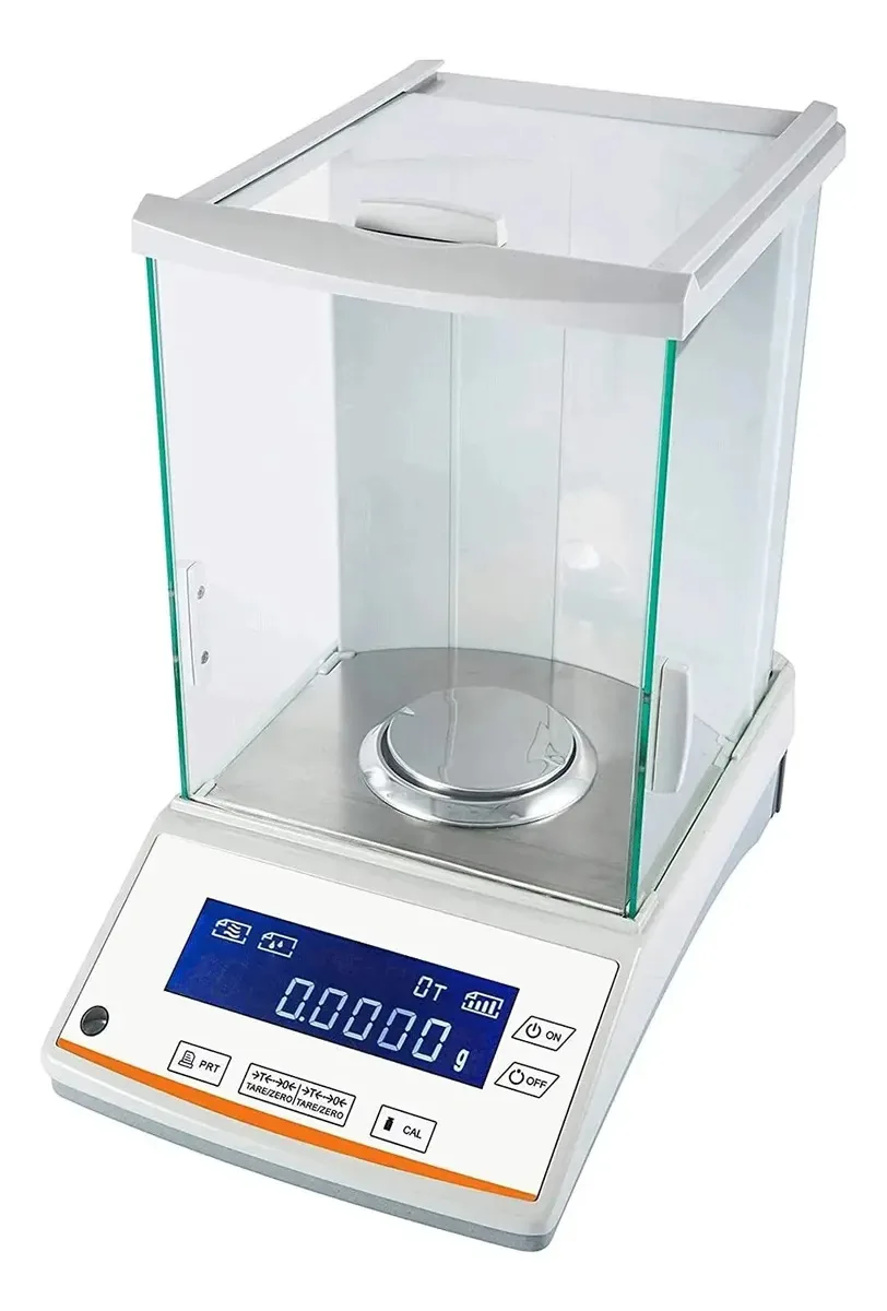 Balança analítica Cqing, balança de laboratório de precisão de 0,1 mg, 0,0001g, legibilidade, balança eletrônica Rs232 com pára-brisa