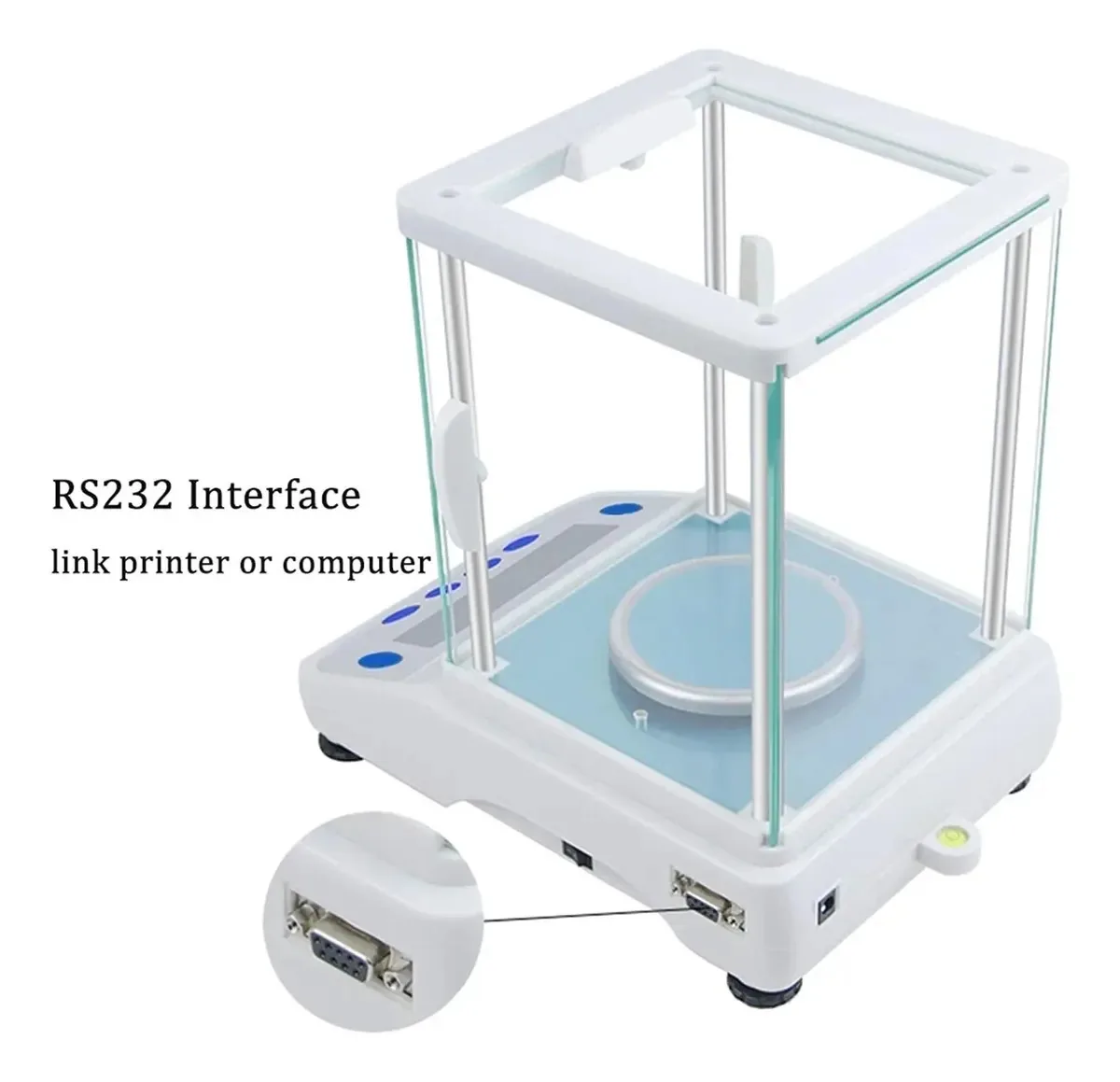 Balança Analítica Digital Cqing, Balança de Precisão de Laboratório com 0,001g de Precisão, Interface RS232 e Visor LCD para Uso em Laboratórios e Farmácias (com proteção contra vento)