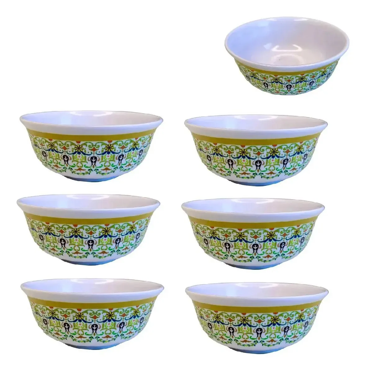 Conjunto 6 Tigelas Melamina Decorado Sobremesas 390ml