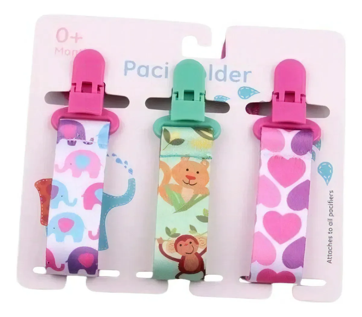 Kit Com 3 Prendedores De Chupeta Bebê Clips Livre Bpa