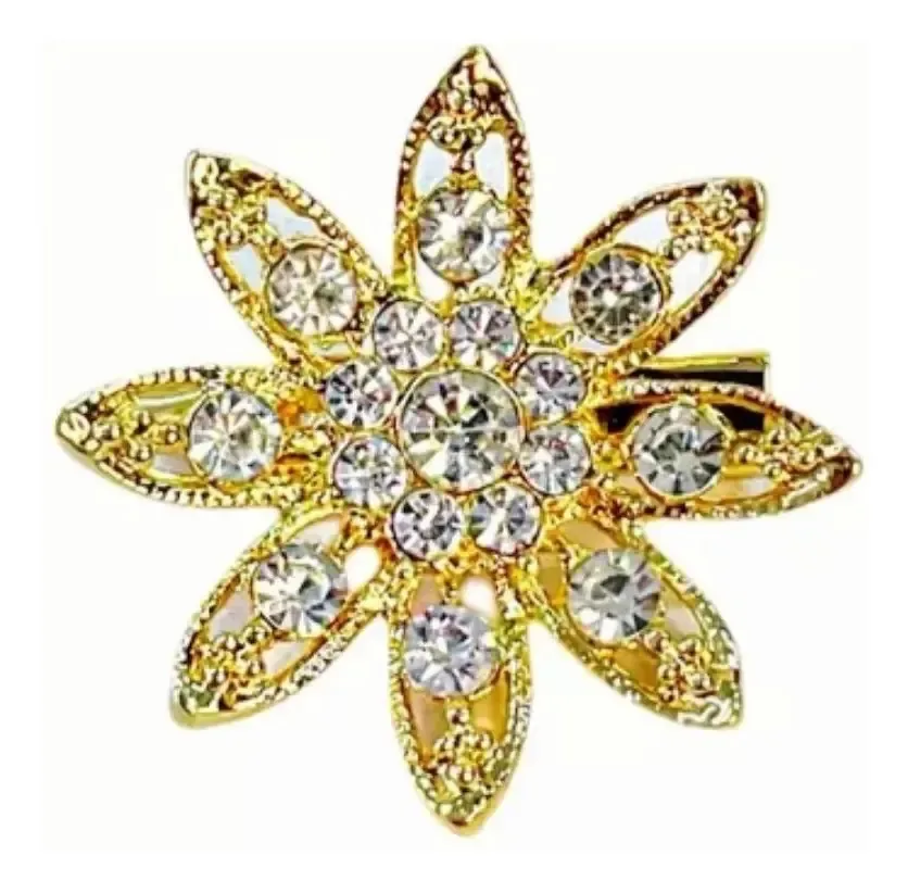 Broche Flor Dourado Com Strass 2.5cm X 2.5cm