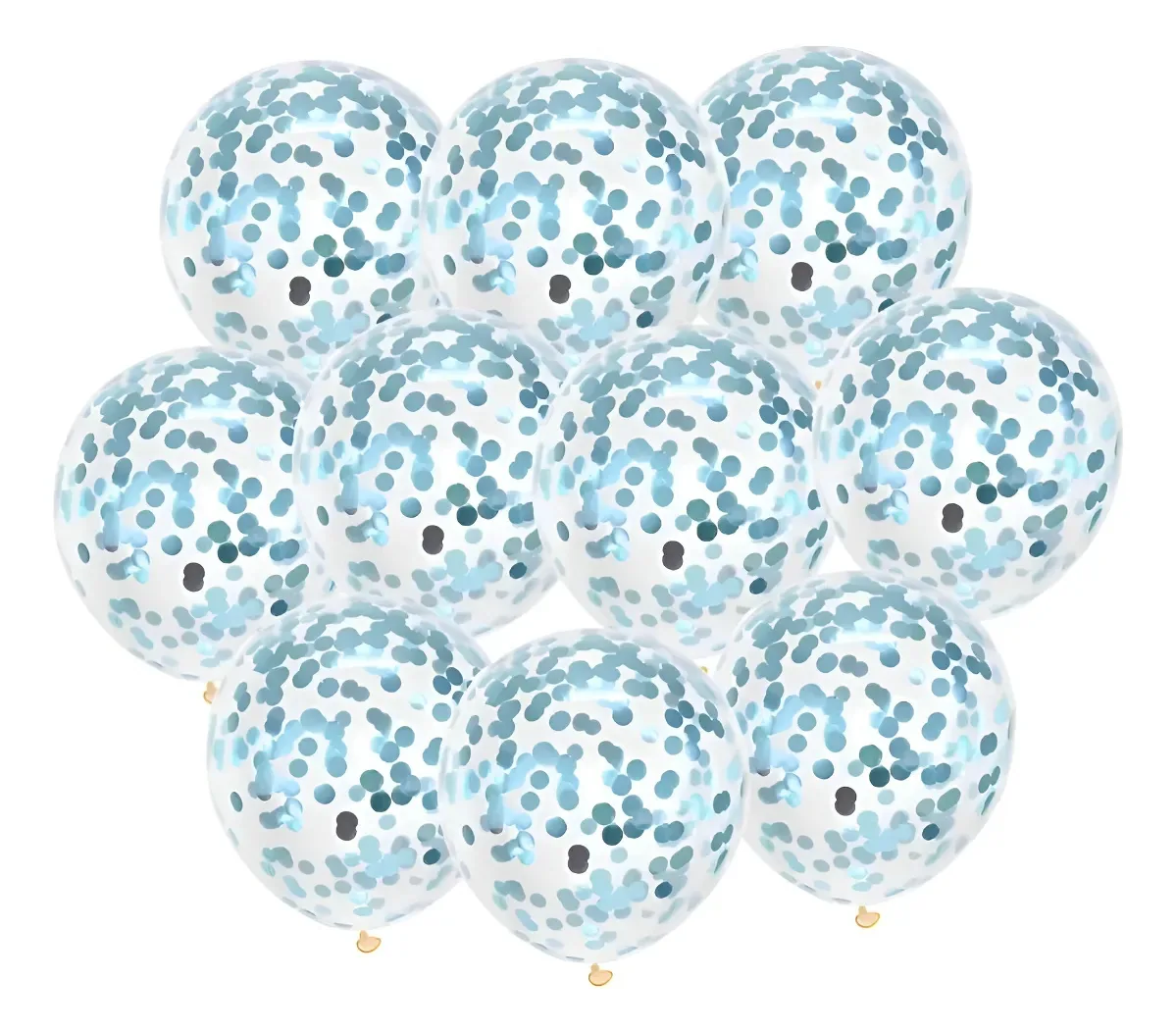 Balão Bexiga Transparente Confete Azul Claro 12 Com 10 Unid