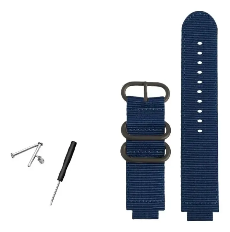Pulseira de relógio masculina Klmaghk em nylon, anel convexo de metal 24x16mm, compatível com Timex T2n721 T2n720 TW2T76500 TW2T76300, pulseira esportiva em lona respirável (azul-preto)