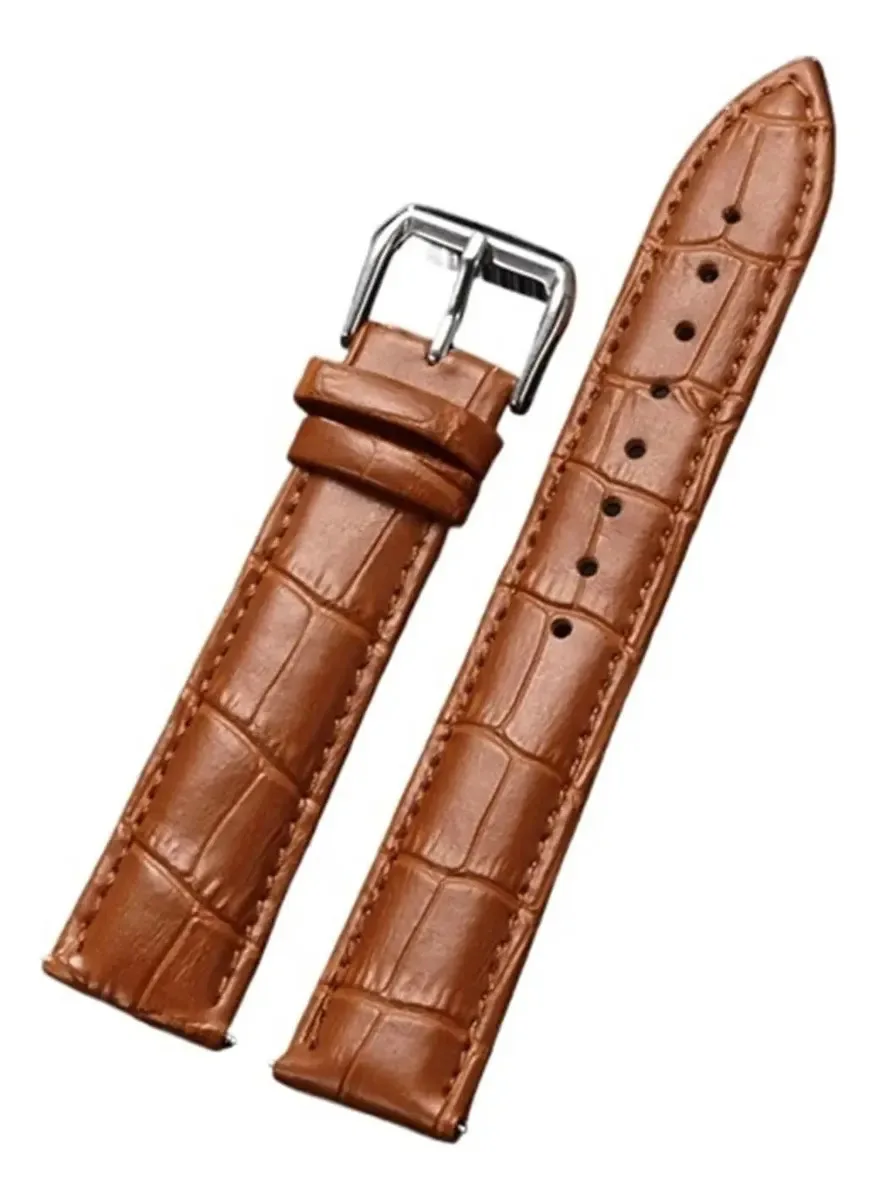 Pulseiras de relógio Klmaghk para 16 mm, 18 mm, 20 mm, 22 mm e 24 mm, pulseira para relógios masculinos e femininos, pulseira de reposição casual para negócios, pulseira de couro (marrom 2,22 mm)