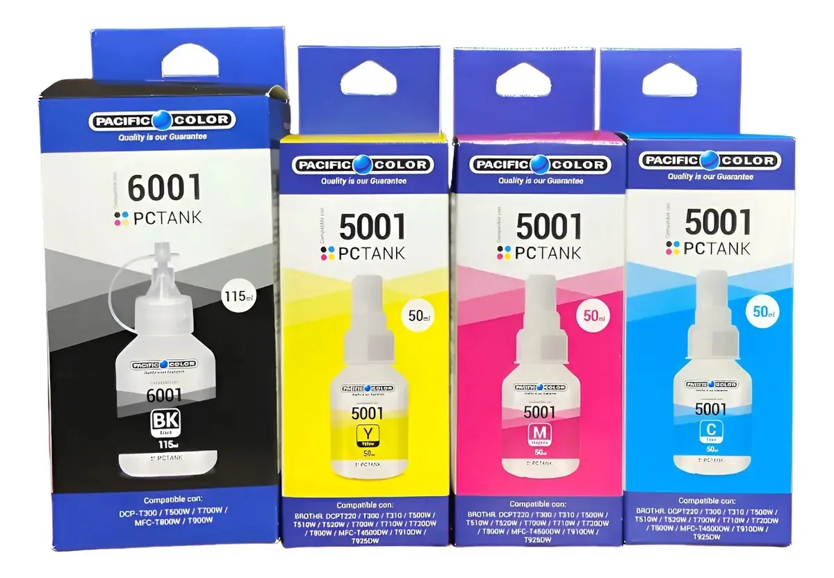 Pacote de 4 tintas alternativas modelo Bt6001/5001 compatível com preto/magenta/ciano/amarelo