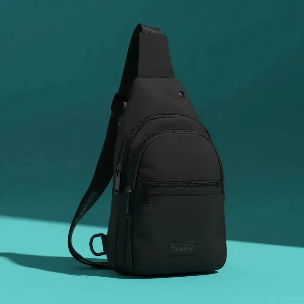 Bolsa de ombro Morral Chest, bolsa masculina de ombro cruzado, mochila preta lisa