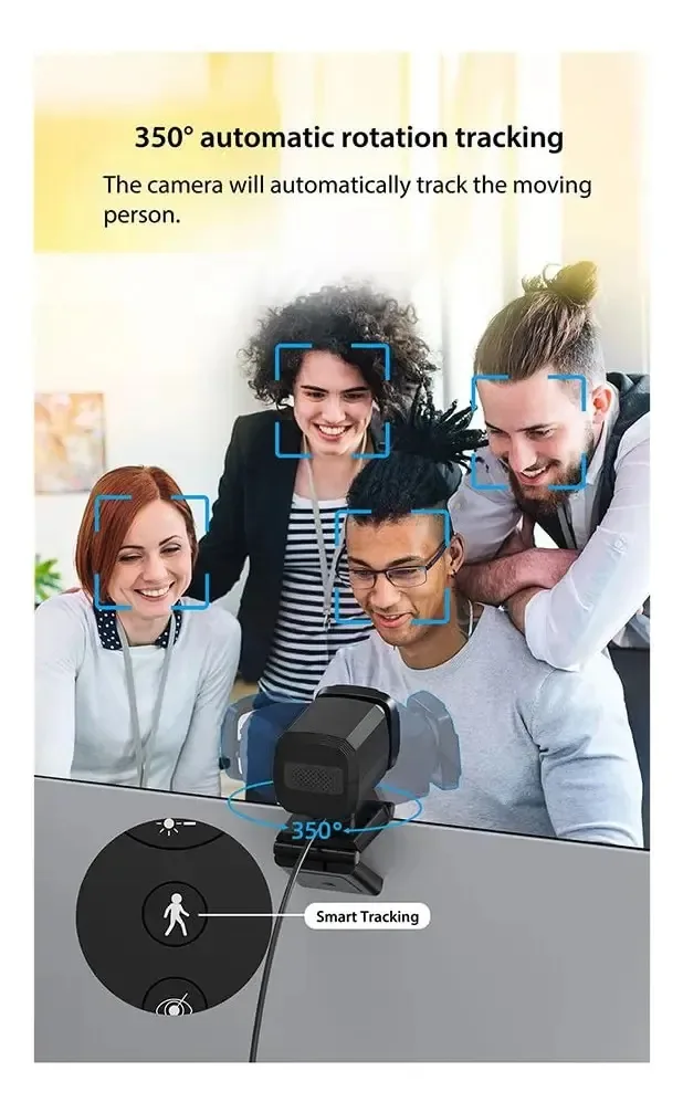 Câmera de streaming de rastreamento automático Rosrrtlm Webcam 1080p Mini câmeras de webcam de ensino Webcam 1080p 30fps com câmera de controle remoto