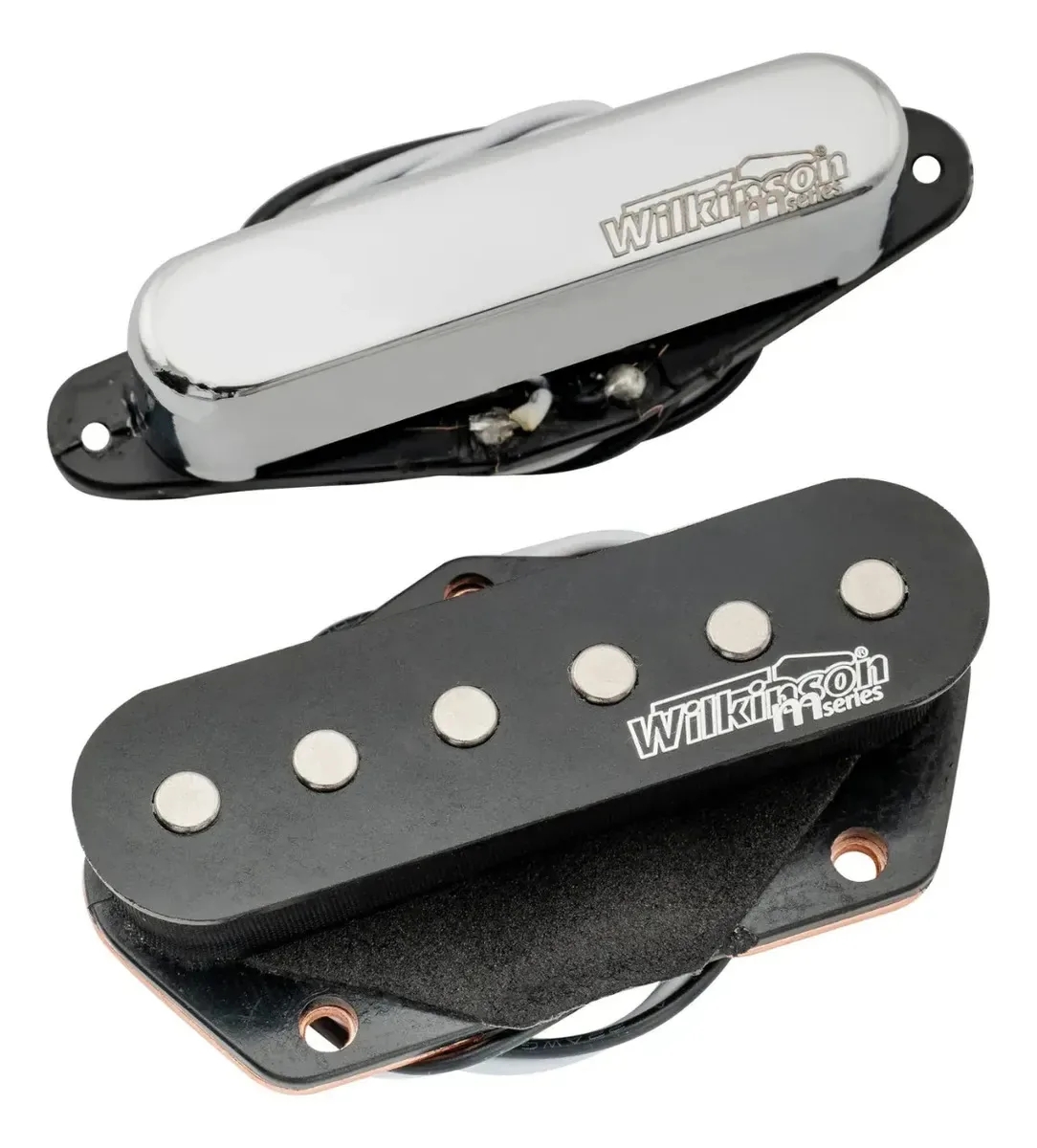 Set Completo De Captadores Wilkinson Guitarra Telecaster Cromado E Preto