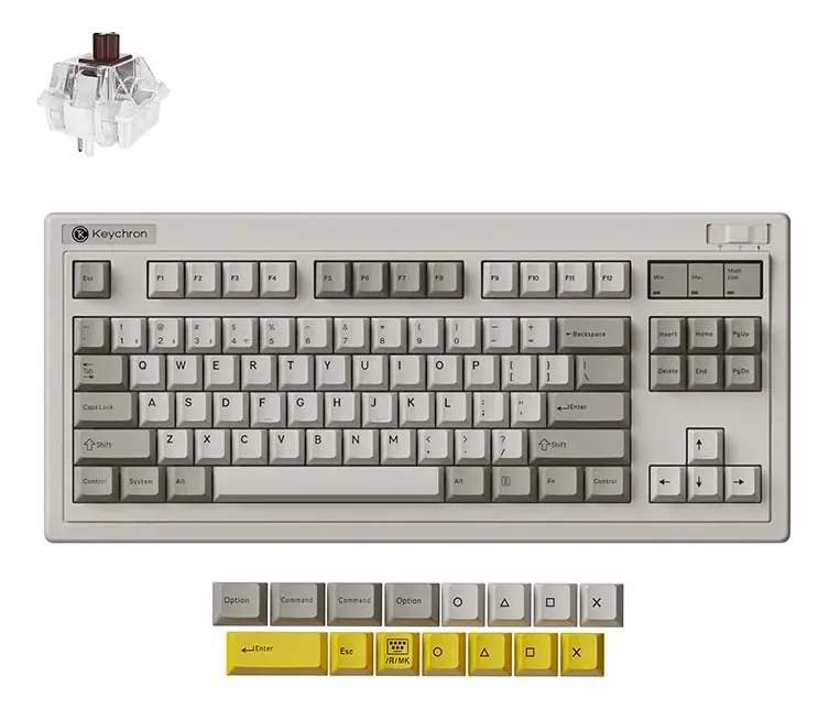 Teclado RGB Keychron R3 Tkl 80% estilo retrô/retrô branco hot-swap /Switches Super Brown English Us