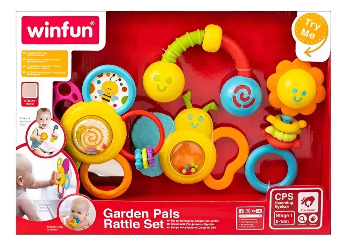 Conjunto De Chocalhos E Mordedores Para Bebês Winfun Colorido