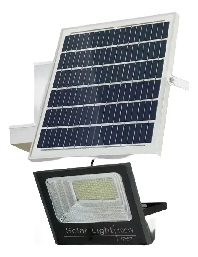 Refletor solar recarregável Dosyu Ip67 de 100w para exterior, poderosa luz branca de 6500k com acessórios, fácil montagem