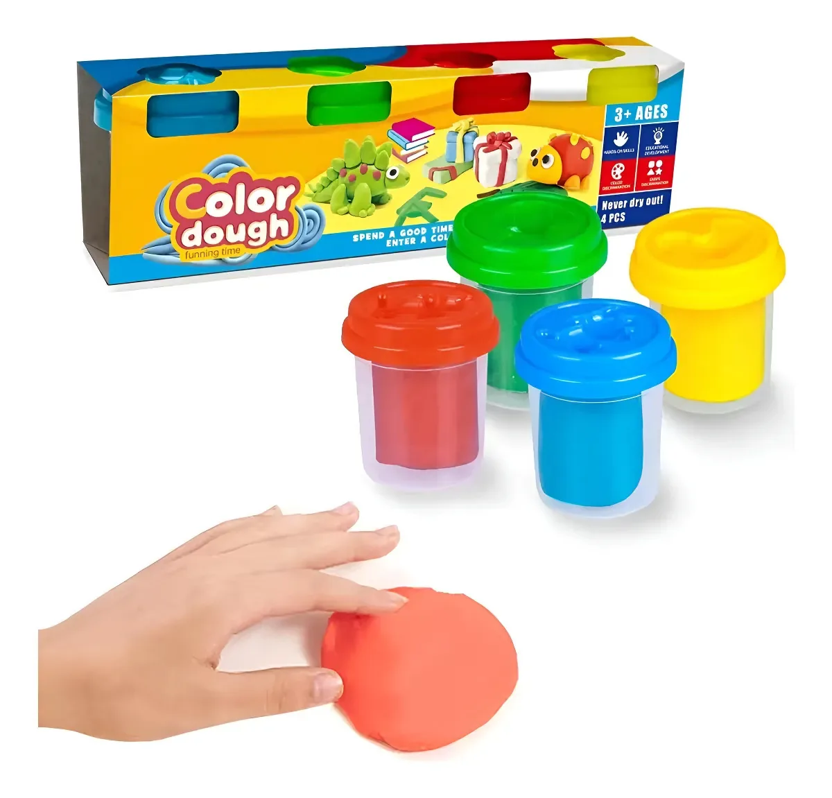Massas em vaso para 4 cores Massas de plastilina X4