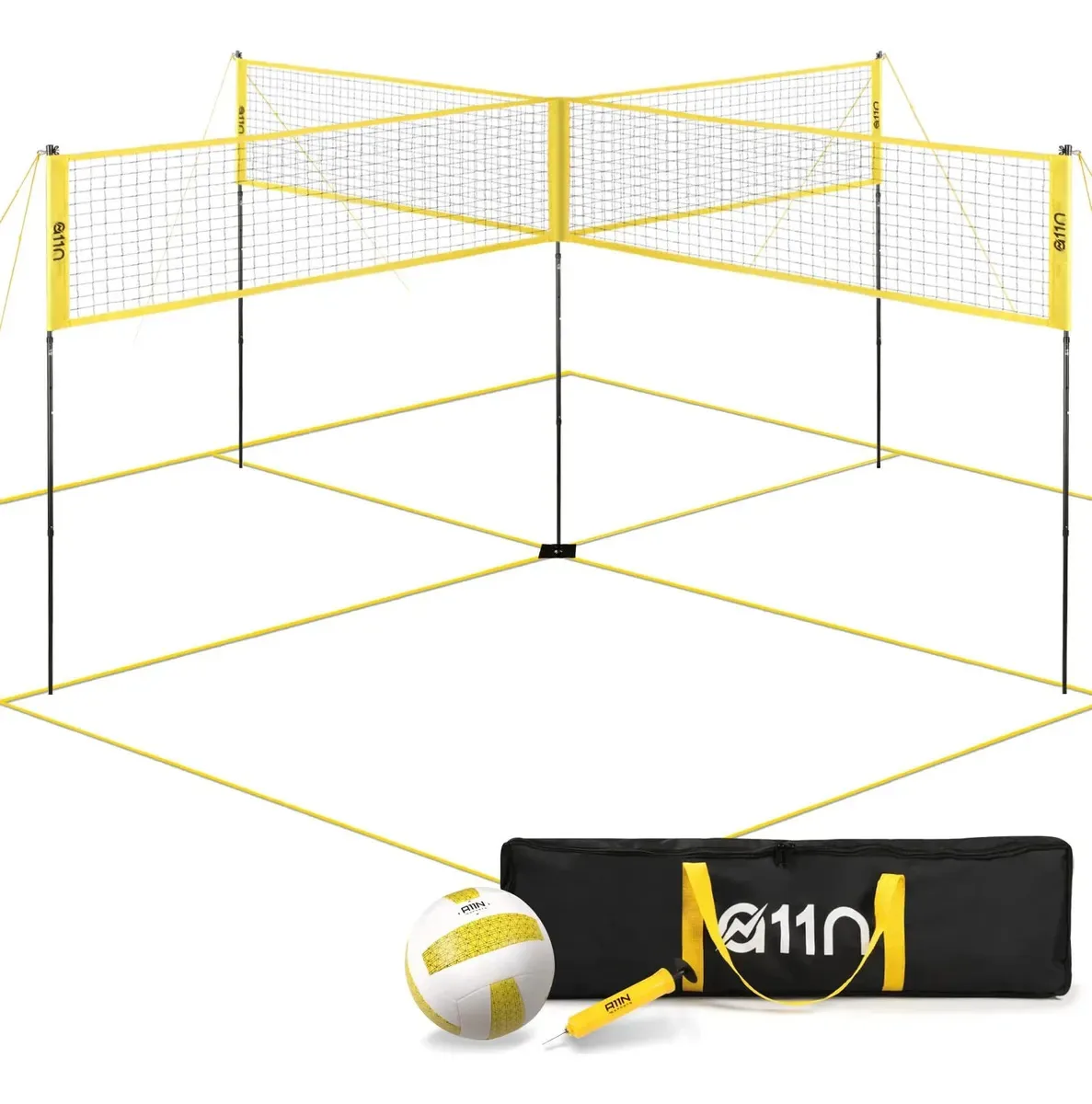 Rede de voleibol e badminton de 4 vias A11n, Pati Game. Amarillo