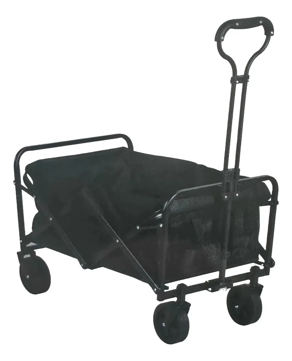 Carrinho Dobrável Praia Feira Camping 80x48x92cm Até 120kg Preto