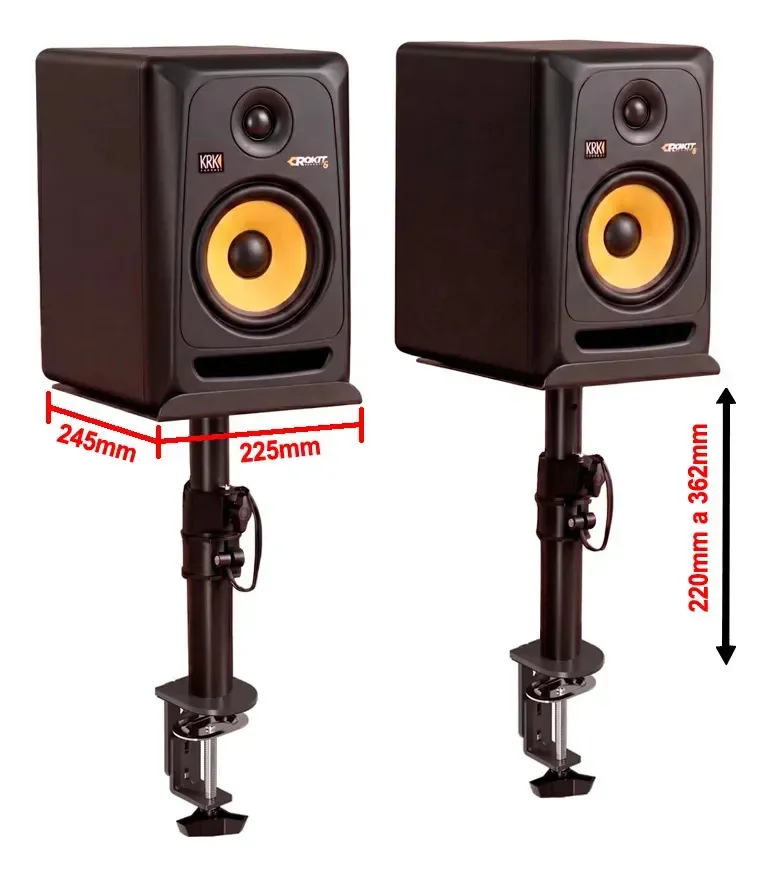 Par Suporte Caixa Monitor Áudio Home Estúdio Ajustável 15kg Na Preto