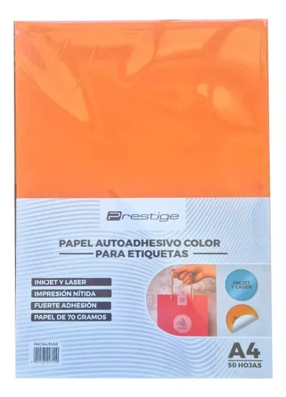 Papel Prestige Autoache. Cor A4 X50 Laranja