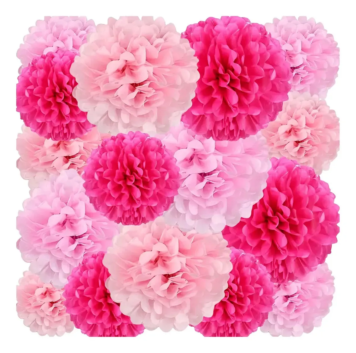 Papel pompom de 18 esferas para decoração de festa de aniversário, mistura de cores
