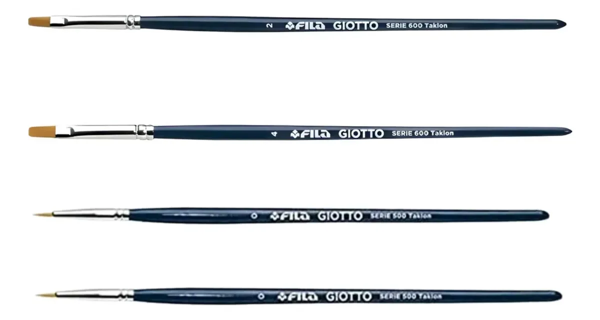 Combo X 4 pincéis, pincéis, modelagem de ponta fina plana, Hobby Orange Hobbies 3d