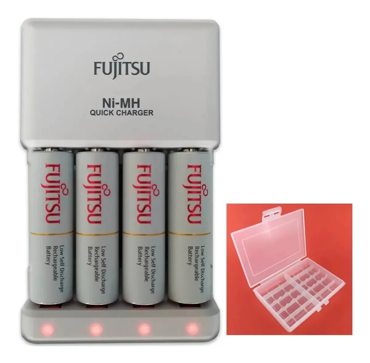Carregador Fujitsu + 4 Pilhas Aa Fujitsu Branca + Case 10