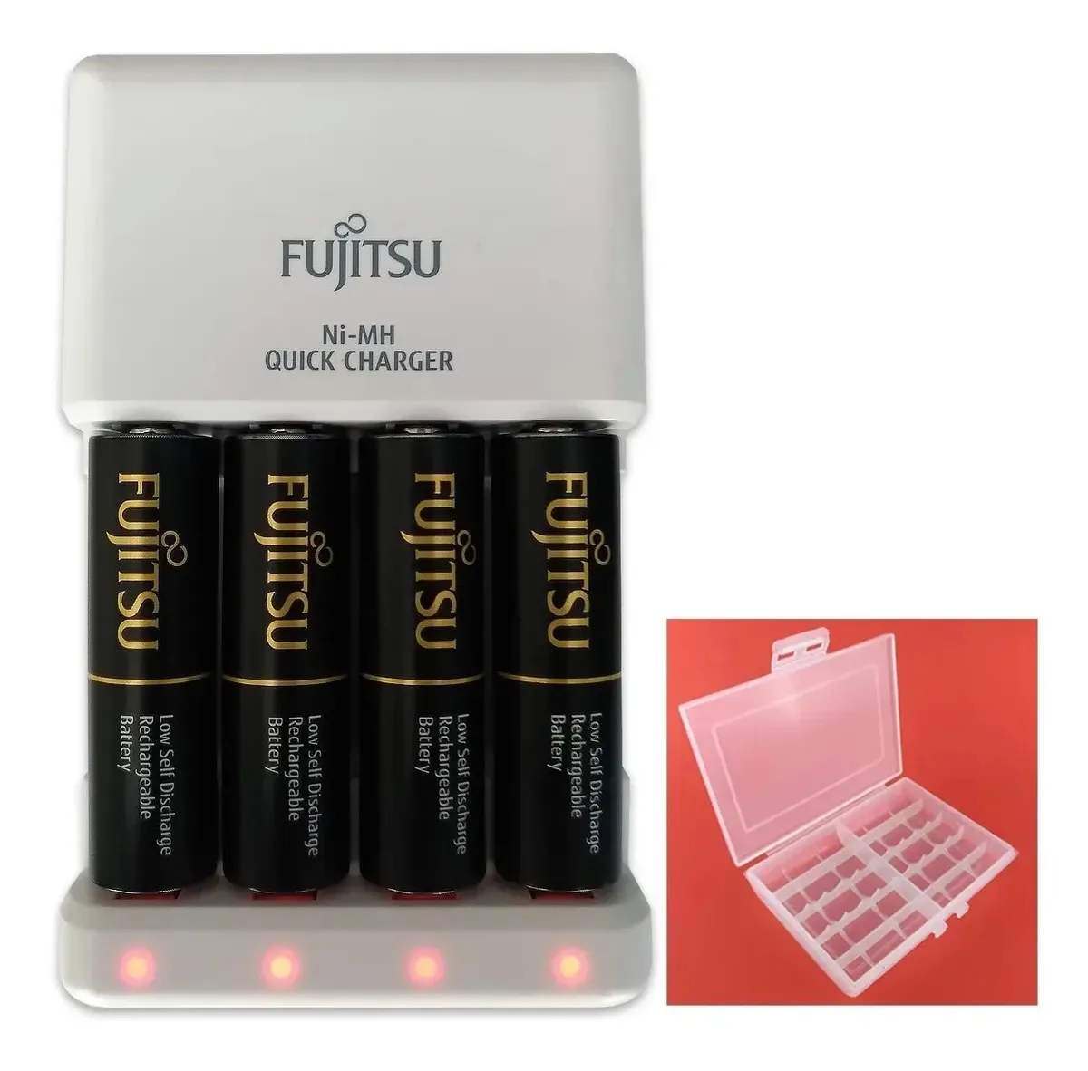 Carregador Fujitsu + 4 Pilhas Aa Fujitsu Premium + Case 10