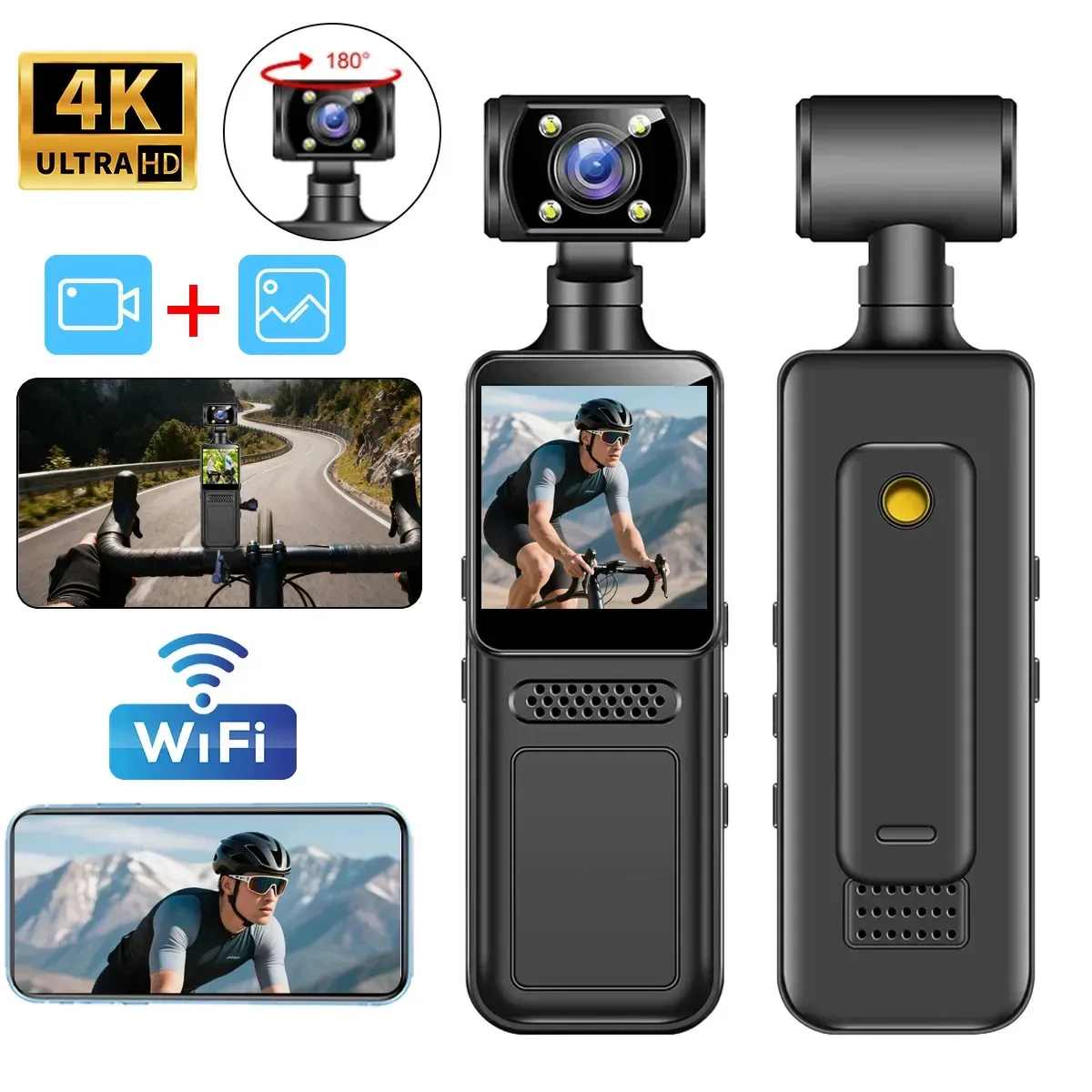 Câmera esportiva Ourlife 4k Wifi Night Vision para vlog