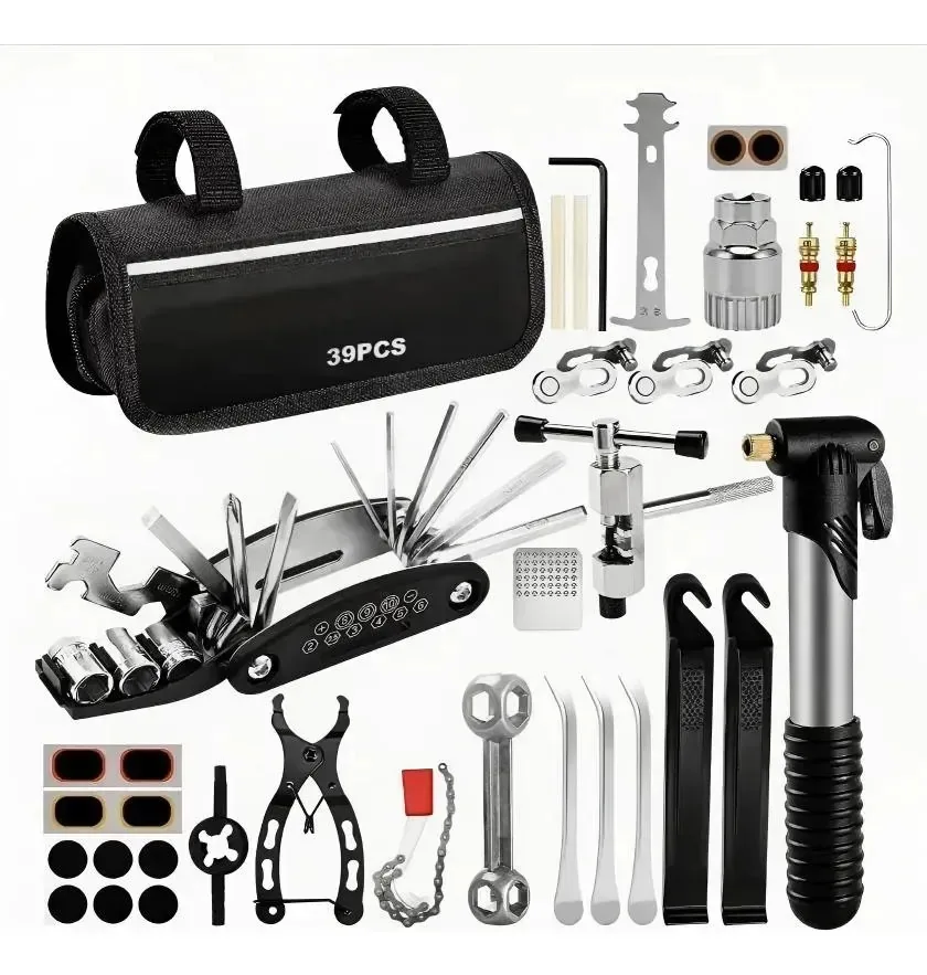 Kits de ferramentas de reparo de bicicletas de 39 unidades