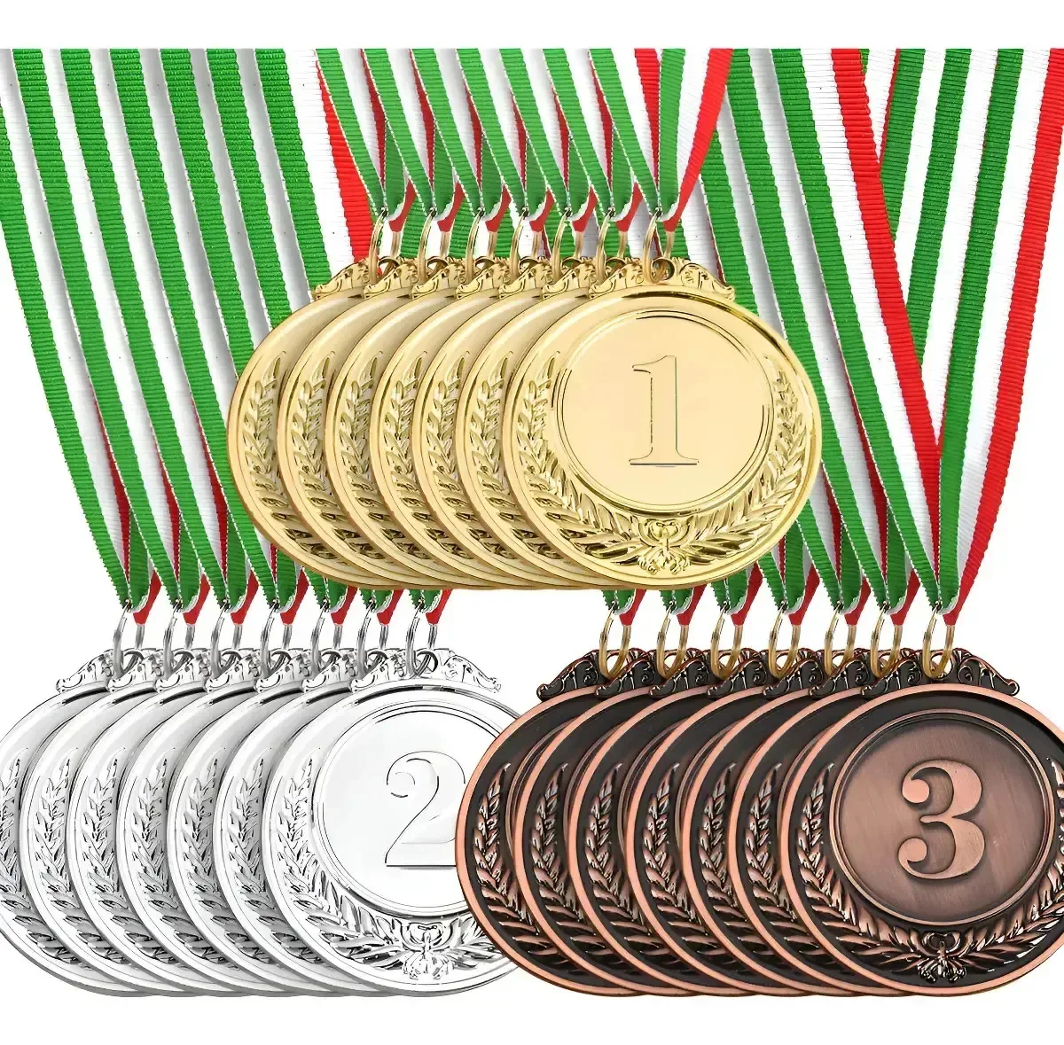 Medalhas esportivas Wazcy 20 de ouro/prata/bronze com cordão mexicano