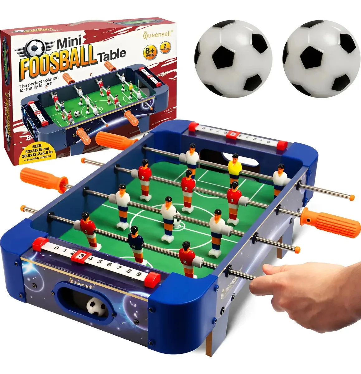 Mini mesa de pebolim para crianças e adultos. Mini jogo. Verde escuro