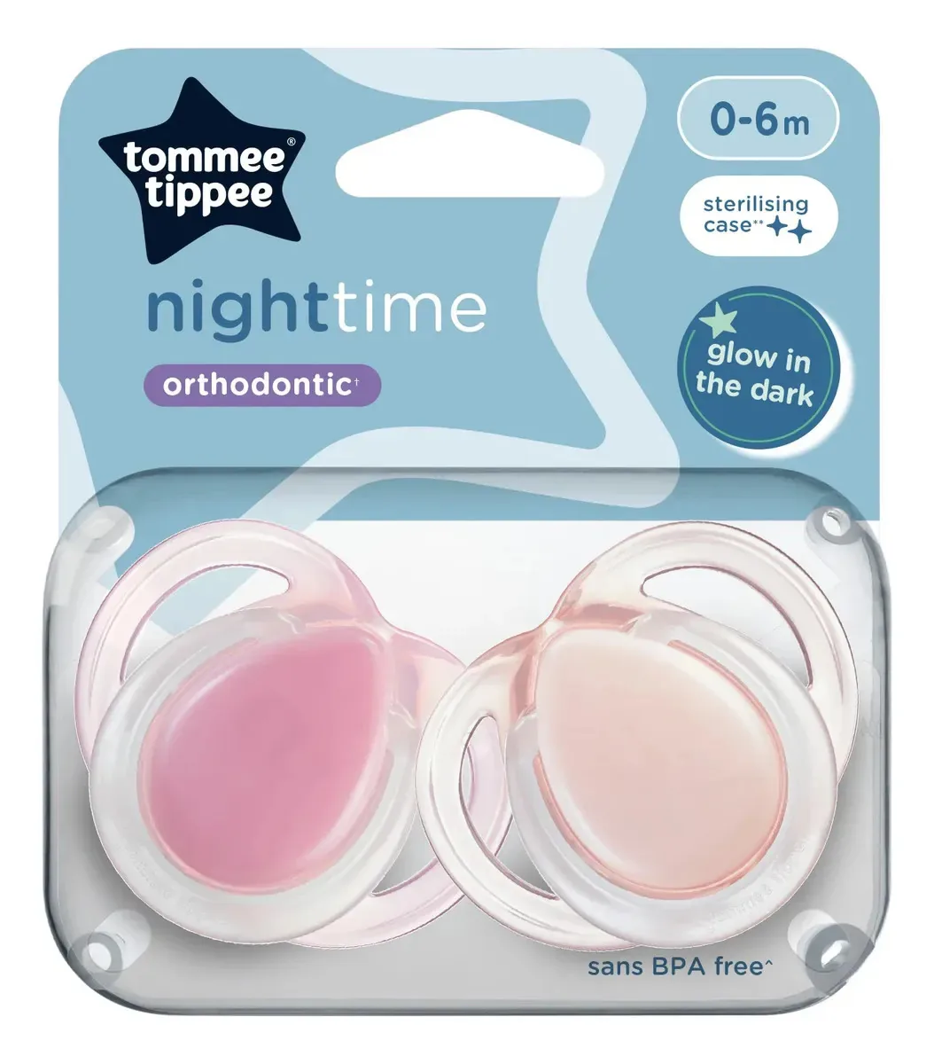 Chupetas Tommee 06 Months Tippee Night X2 rosa 0-6