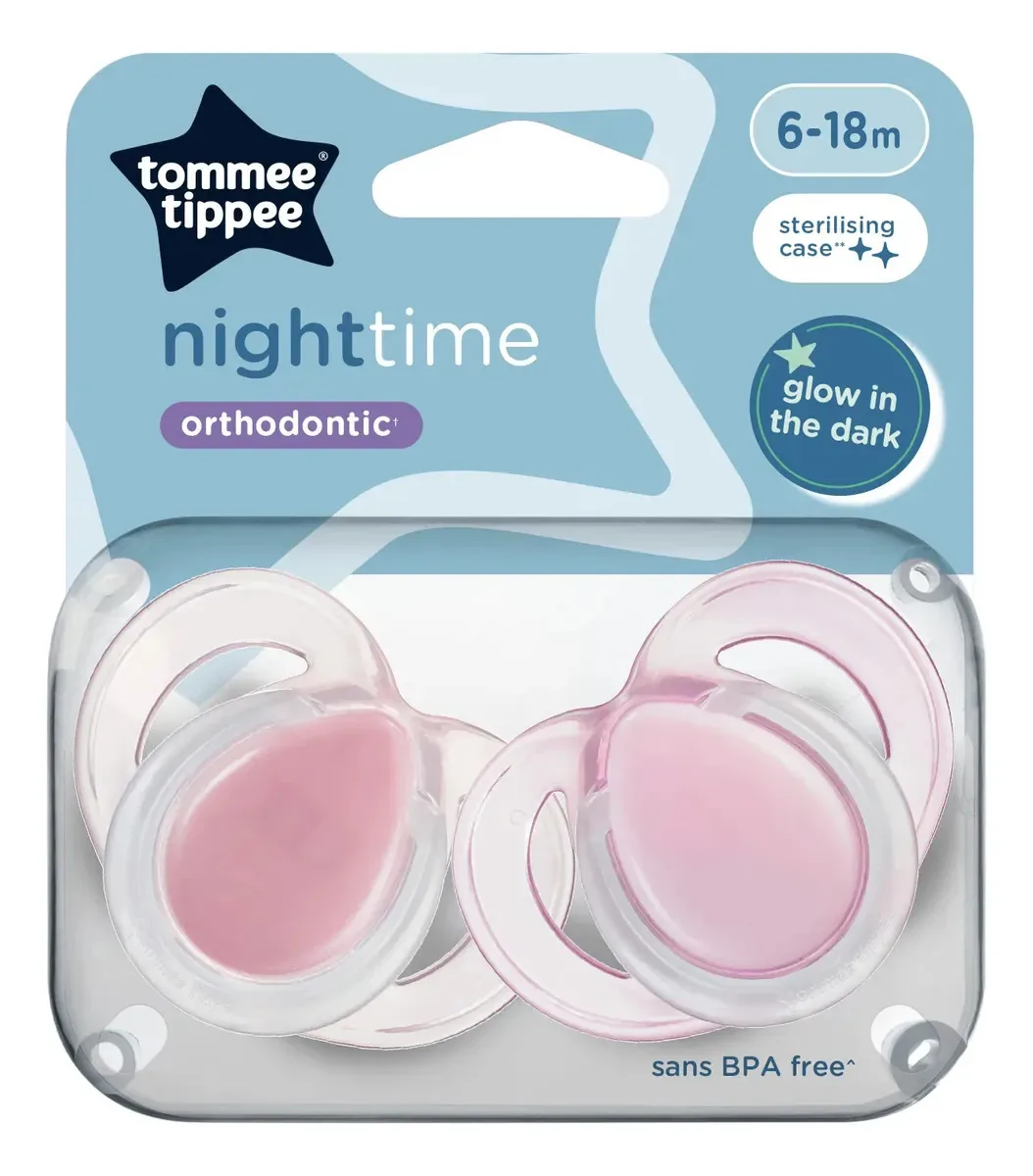 Chupetas Tommee Tippee 18-36 meses Night X2 rosa 18-36