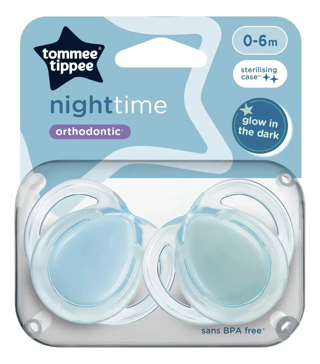 Chupetas Tommee 06 Months Tippee Night X2 Celeste 0-6
