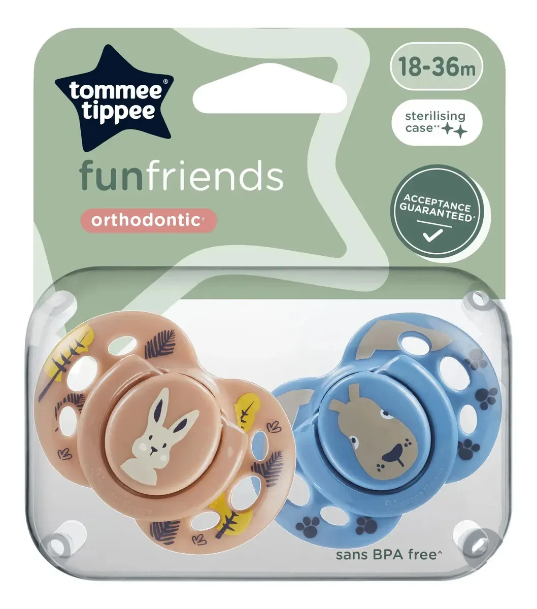 Chupetas Tommee Tippee 18-36 meses Fun X2 Celeste 18-36 meses