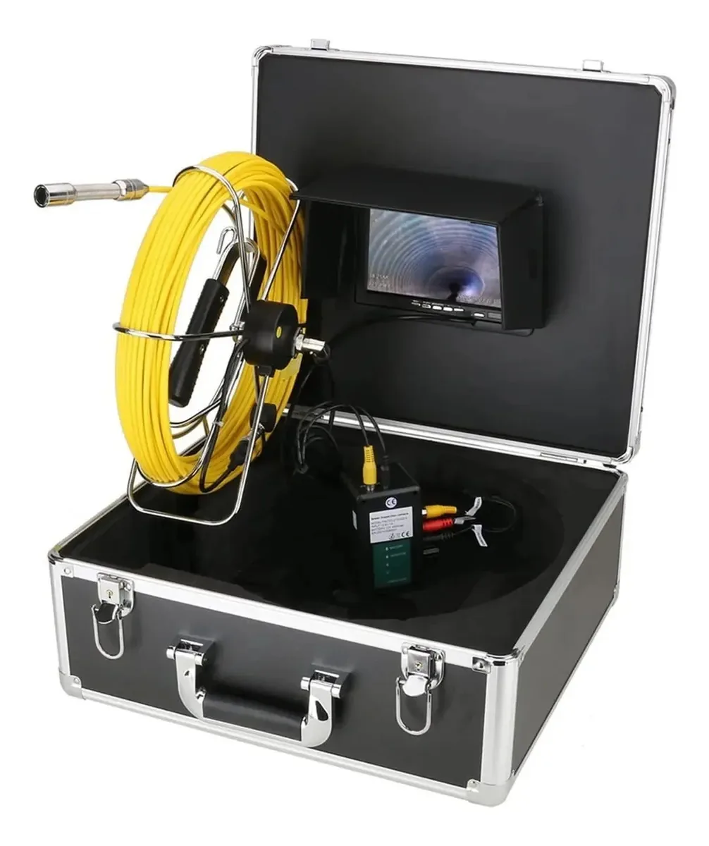 Câmera de inspeção Mbatka Monitor de endoscópio industrial Câmera de vídeo de inspeção de tubos de esgoto de 7 polegadas e 20 m Câmeras de boroscópio de 17 mm