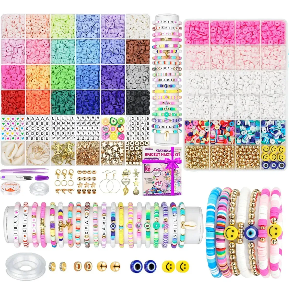 Miçangas para pulseiras, joias criativas para meninas
