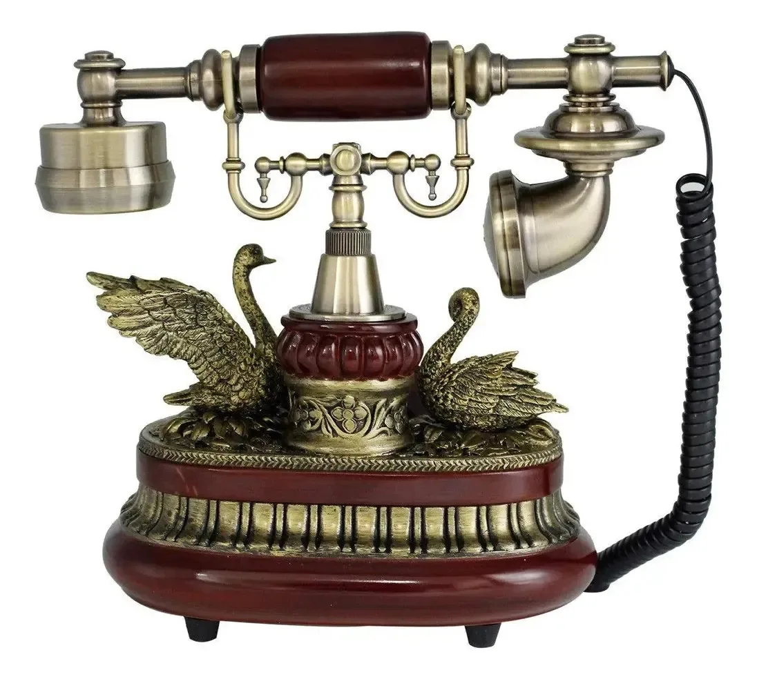 Telefone fixo doméstico Igzvmbo, telefone europeu antigo, telefones com discagem rotativa, mesa retrô, telefone fixo, telefone com fio para casa e decoração, marrom