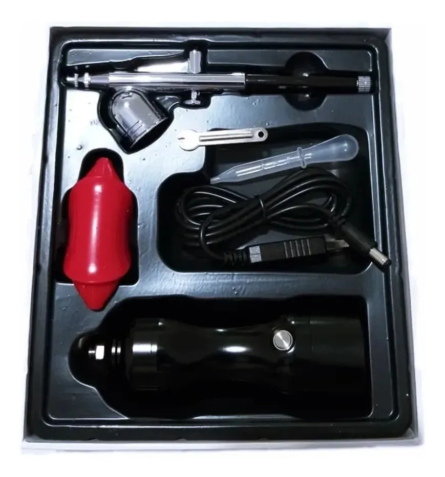 Kit Aerógrafo 0.3mm E Mini Compressor Ar Recarregável Usb