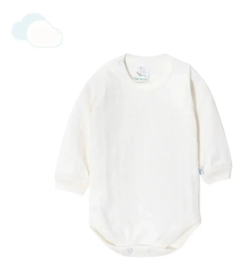 Corpo de bebê, manga comprida, algodão, 100% francês, roupas de bebê, cor branca, tamanho 00 (recém-nascido)
