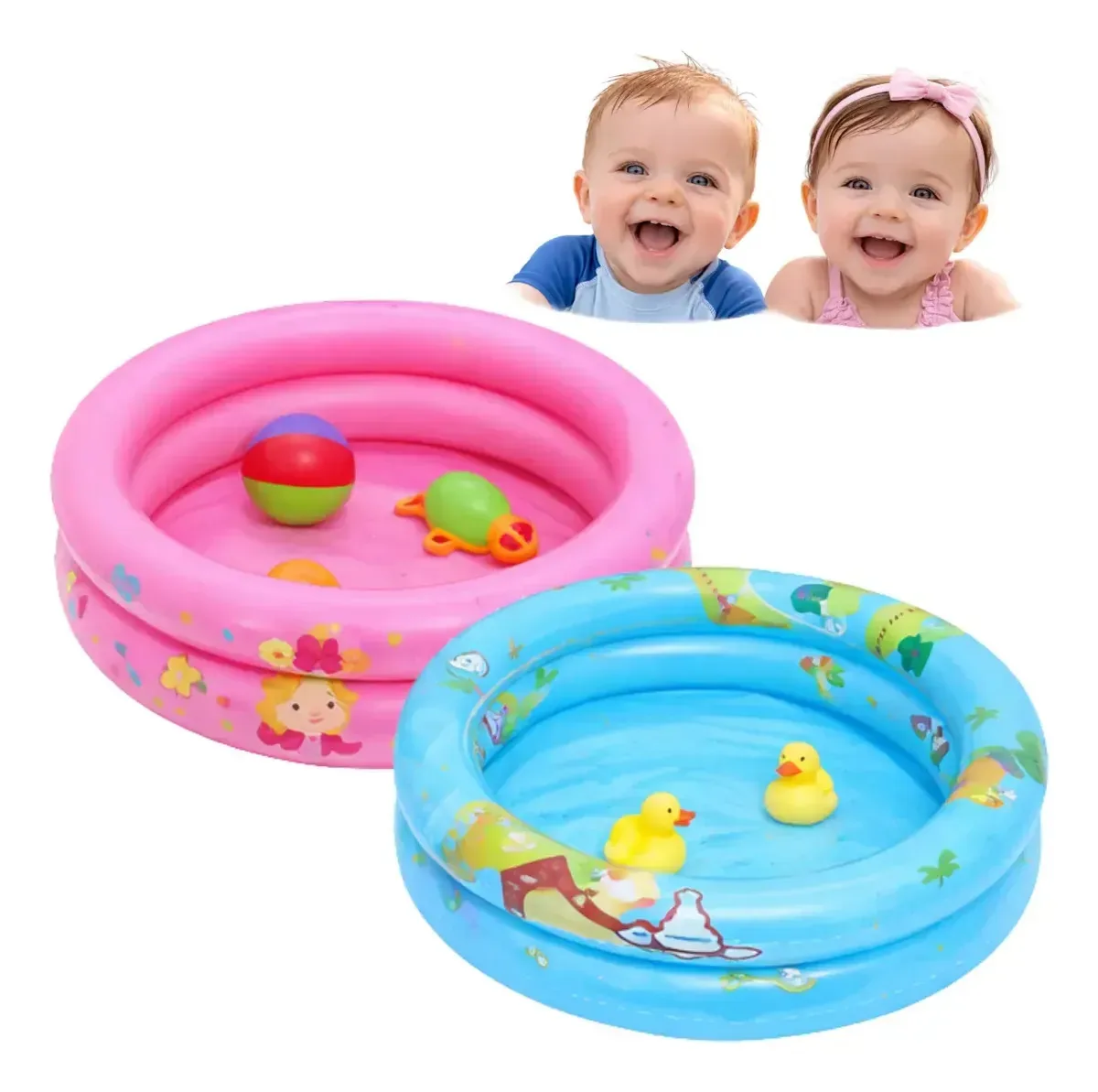 Piscina Banheira Inflável Infantil Redonda Bebe Azul