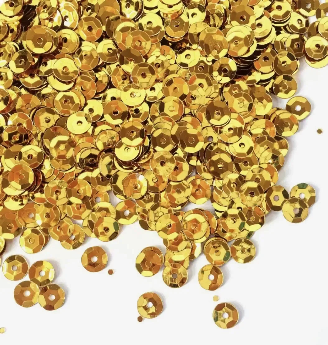 Lantejoulas redondas de 6 mm, artesanato, 15 gr, cor de ouro escuro