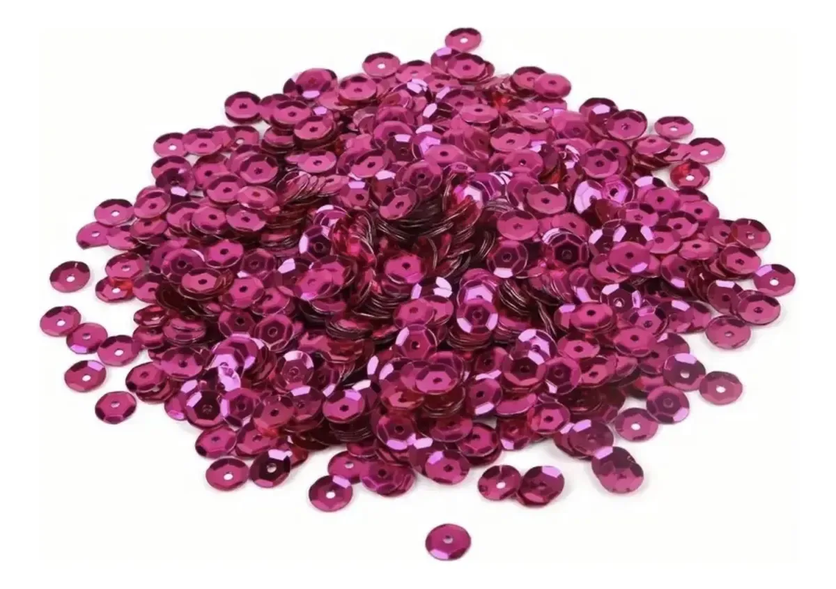 Lantejoulas redondas de 6 mm, artesanato, 15 gr, cor fúcsia