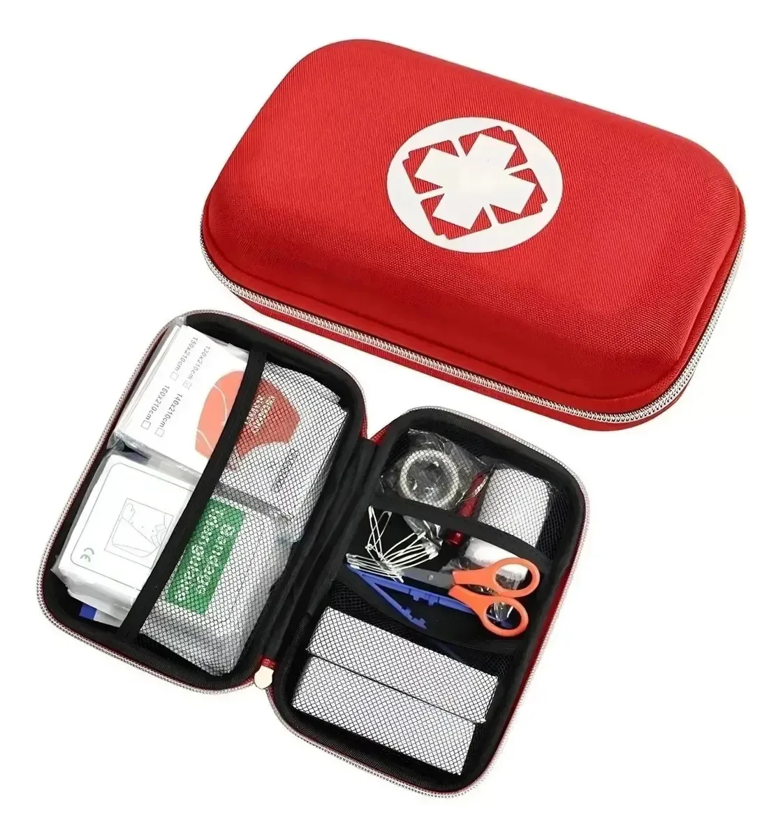 Kit médico de emergência com elementos curativos, primeiros socorros para automóveis, acampamento, acampamento, pilão de caminhada, mala compacta portátil impermeável