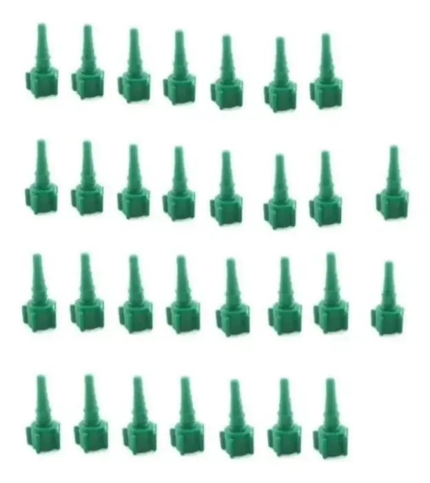 Kit 100 Espigão Porca e Niple Bico Escalonado Verde Oxigênio Ozonio Rosca Padrão Universal 9/16 UNF Para Valvula Regulador Pressão Cilindro Fluxômetro Alongador Extensor Cateter
