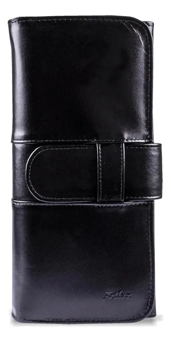 Carteira Grande Artlux Masculina de Couro Preta com Porta-Moedas