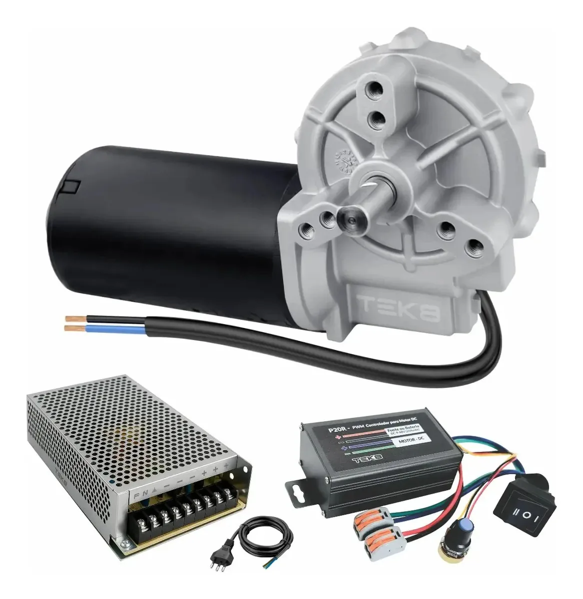 Motor Motoredutor v Dc 30 Rpm + Controlador Pwm E Fonte